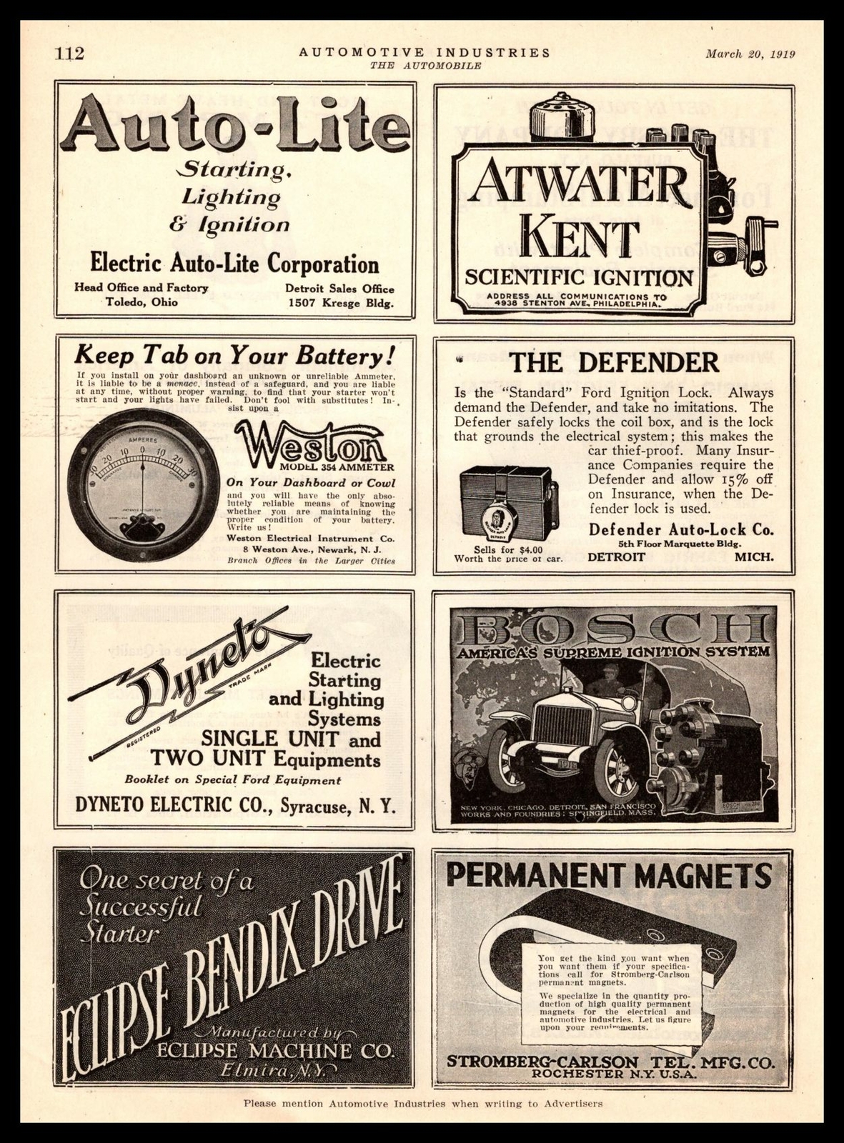 1919 Stromberg Carlson Rochester New York & Dyneto Syracuse NY Vintage Print Ad 1919 Stromberg Carlson Rochester New York & Dyneto Syracuse NY Vintage Print Ad