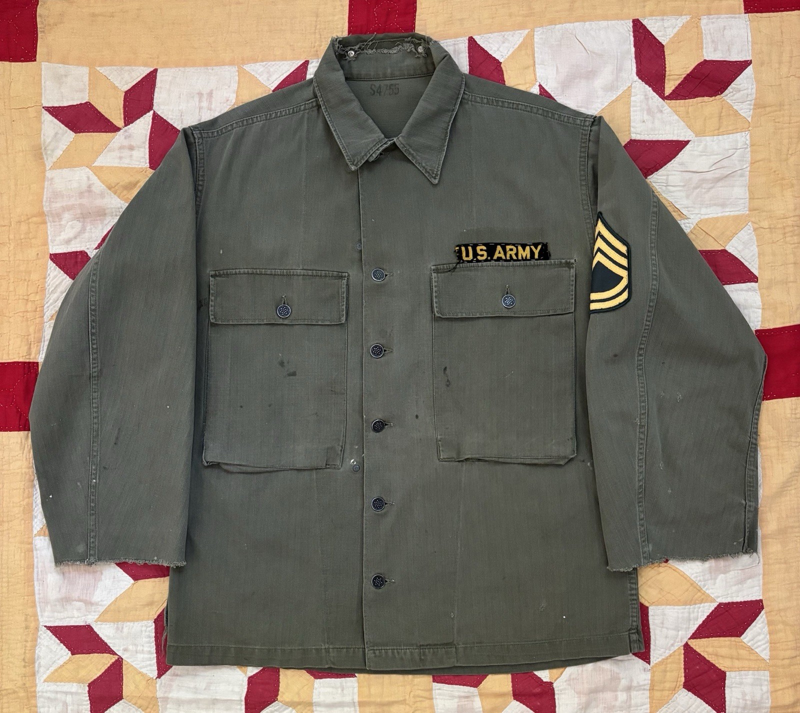 Vintage 40s US Army M43 HBT Utility Jacket Modified WWII 13 Star AS IS