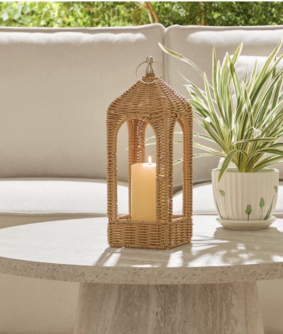 Woven Rattan Lantern, 14.75\
