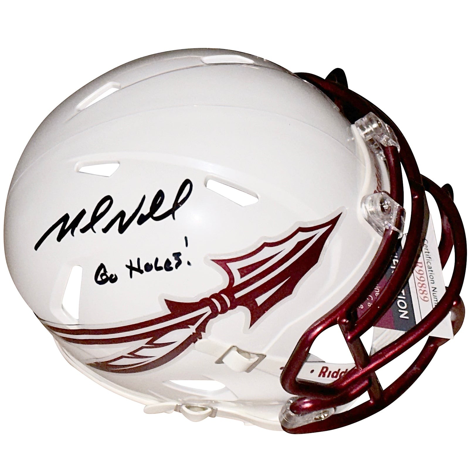 Mike Norvell Autographed Florida State FSU Seminoles (White Lightning) Mini Helm Mike Norvell Autographed Florida State FSU Seminoles (White Lightning) Mini Helm
