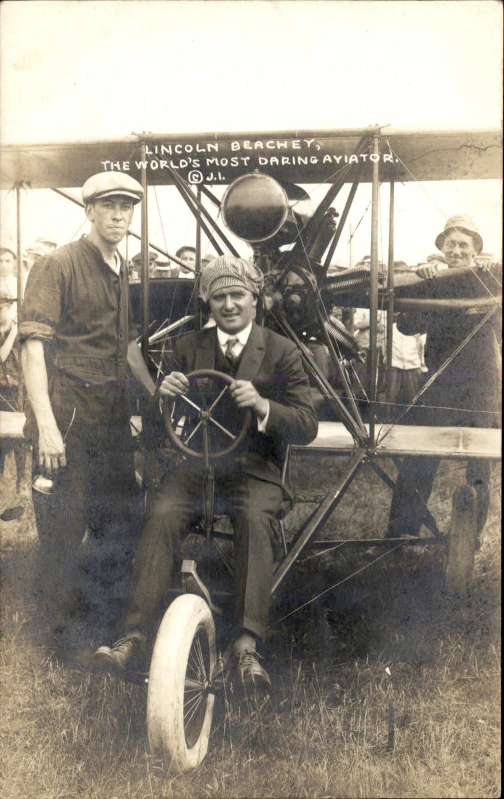 Lincoln Beachey biplane WORLD'S MOST DARING AVIATOR c1914 RPPC bhn Lincoln Beachey biplane WORLD'S MOST DARING AVIATOR c1914 RPPC bhn