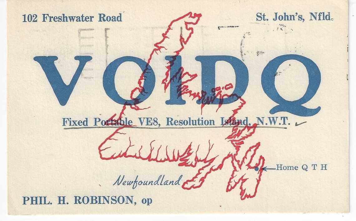 QSL  1957   Resolution   Island NWT  Canada    radio card