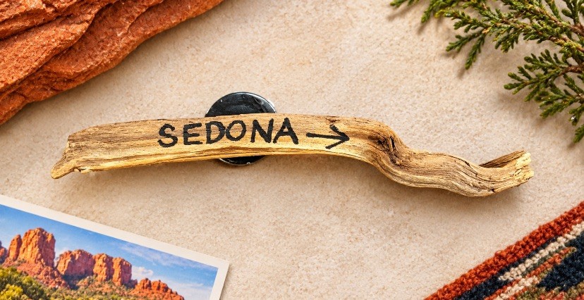 Handmade Sedona AZ Wood Magnet Devil’s Bridge Trail Coconino Forest Souvenir AZ
