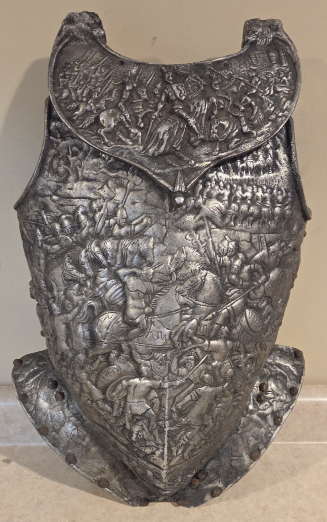 ANTIQUE RENAISSANCE DECORATED VICTORIAN MEDIEVAL REPLICA ARMOR BREASTPLATE NECK