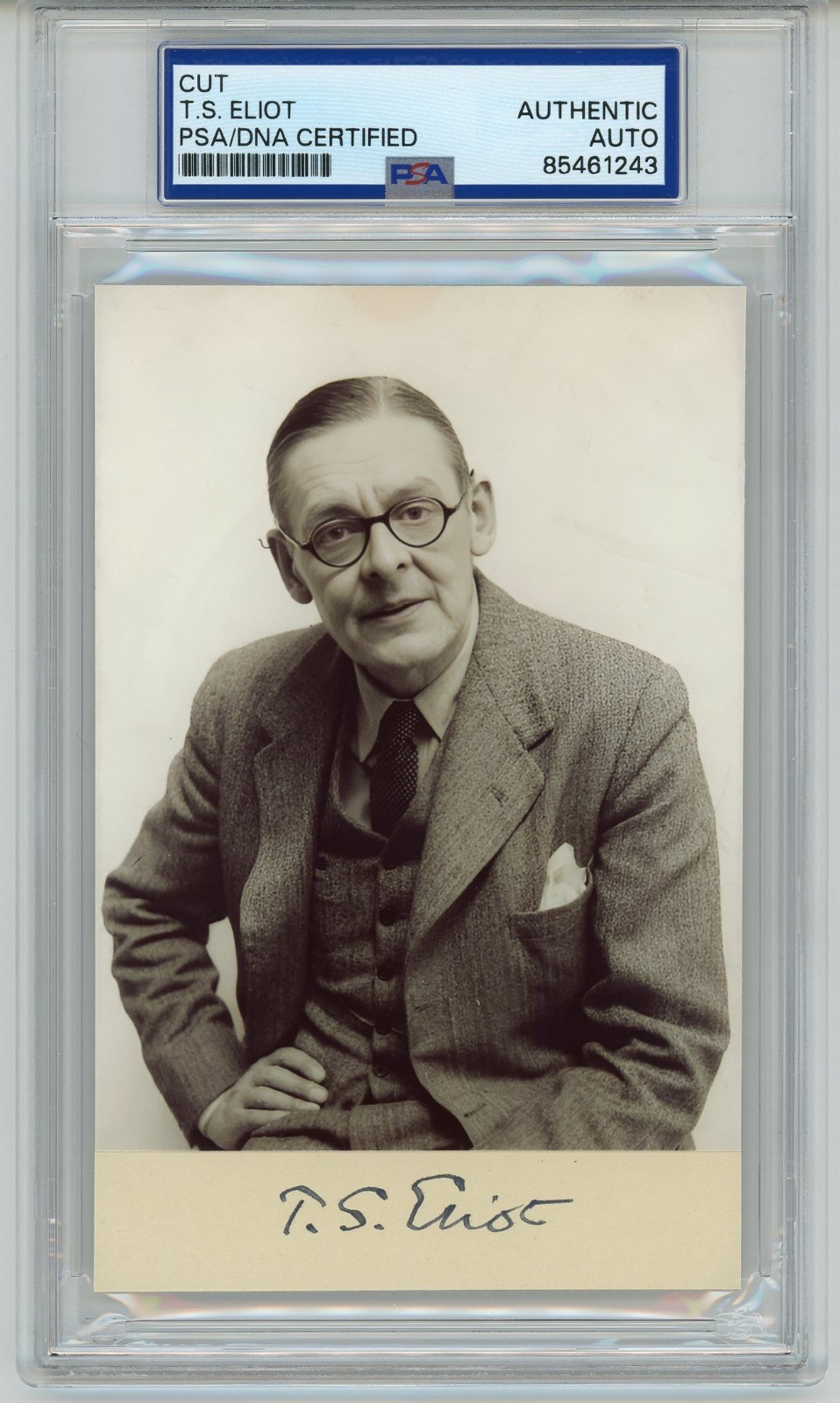 T. S. Eliot ~ Signed Autographed Authentic Signature Photo TS ~ PSA DNA Encased T. S. Eliot ~ Signed Autographed Authentic Signature Photo TS ~ PSA DNA Encased
