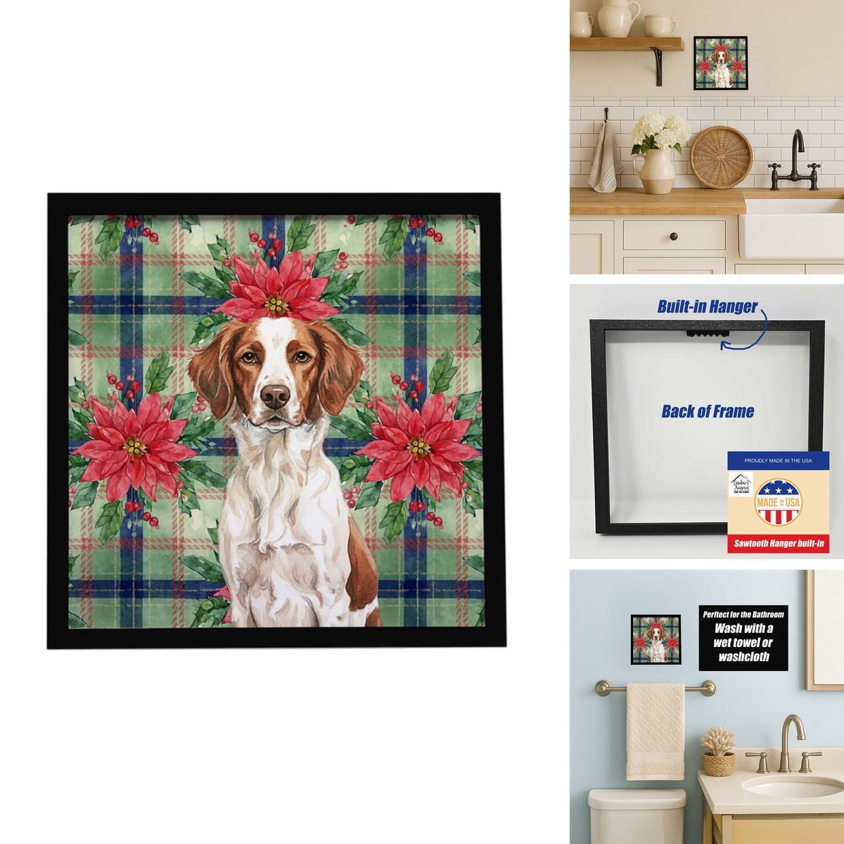 Caroline's Treasures Brittany Dogs Framed Metal Wall Art 8x8 Caroline's Treasures Brittany Dogs Framed Metal Wall Art 8x8