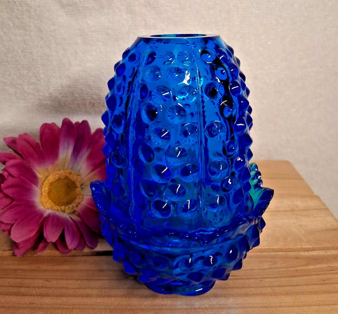 VINTAGE FENTON COLONIAL BLUE HOBNAIL FAIRY LAMP ~ PRE 70s & HAS FLEA BITES~ VINTAGE FENTON COLONIAL BLUE HOBNAIL FAIRY LAMP ~ PRE 70s & HAS FLEA BITES~
