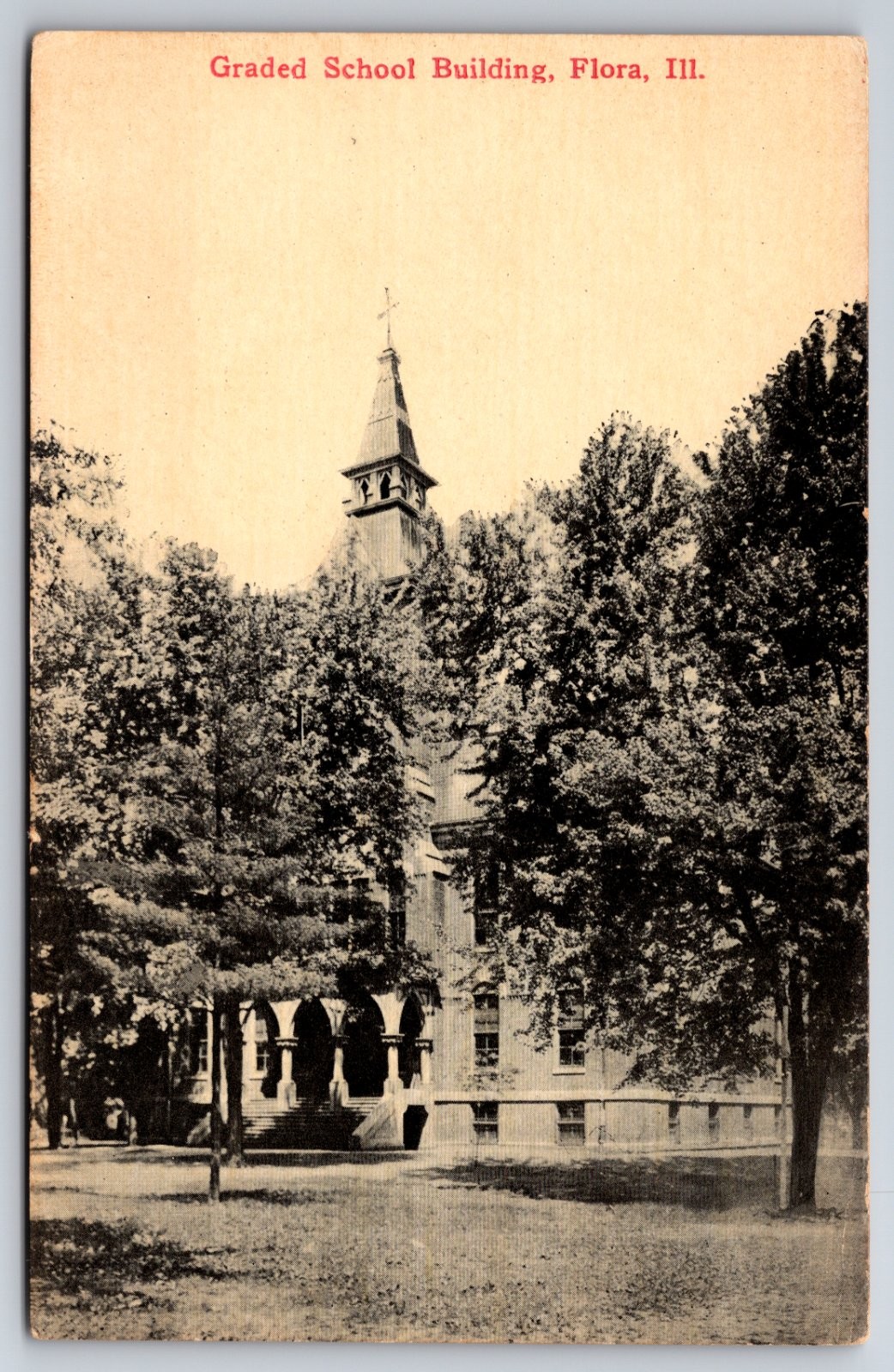 Graded School Building Flora Illinois Postcard Graded School Building Flora Illinois Postcard