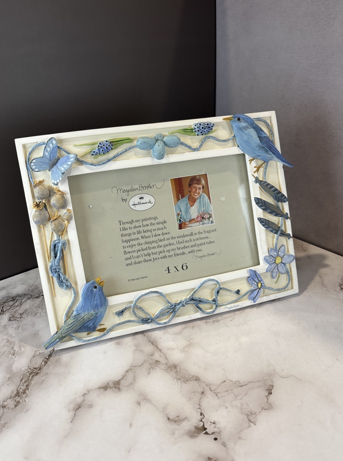 Hallmark - Frame 4 X 6 Blue Flowers Birds Butterfly & Feathers Marjolein Bastin Hallmark - Frame 4 X 6 Blue Flowers Birds Butterfly & Feathers Marjolein Bastin