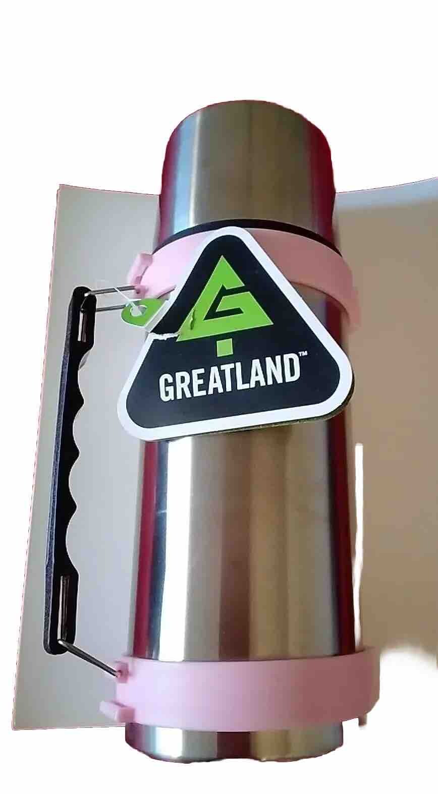 Greatland Vacuum Bottle Thermos 33.9 oz Stainless Steel Hot Cold 2005 New Greatland Vacuum Bottle Thermos 33.9 oz Stainless Steel Hot Cold 2005 New