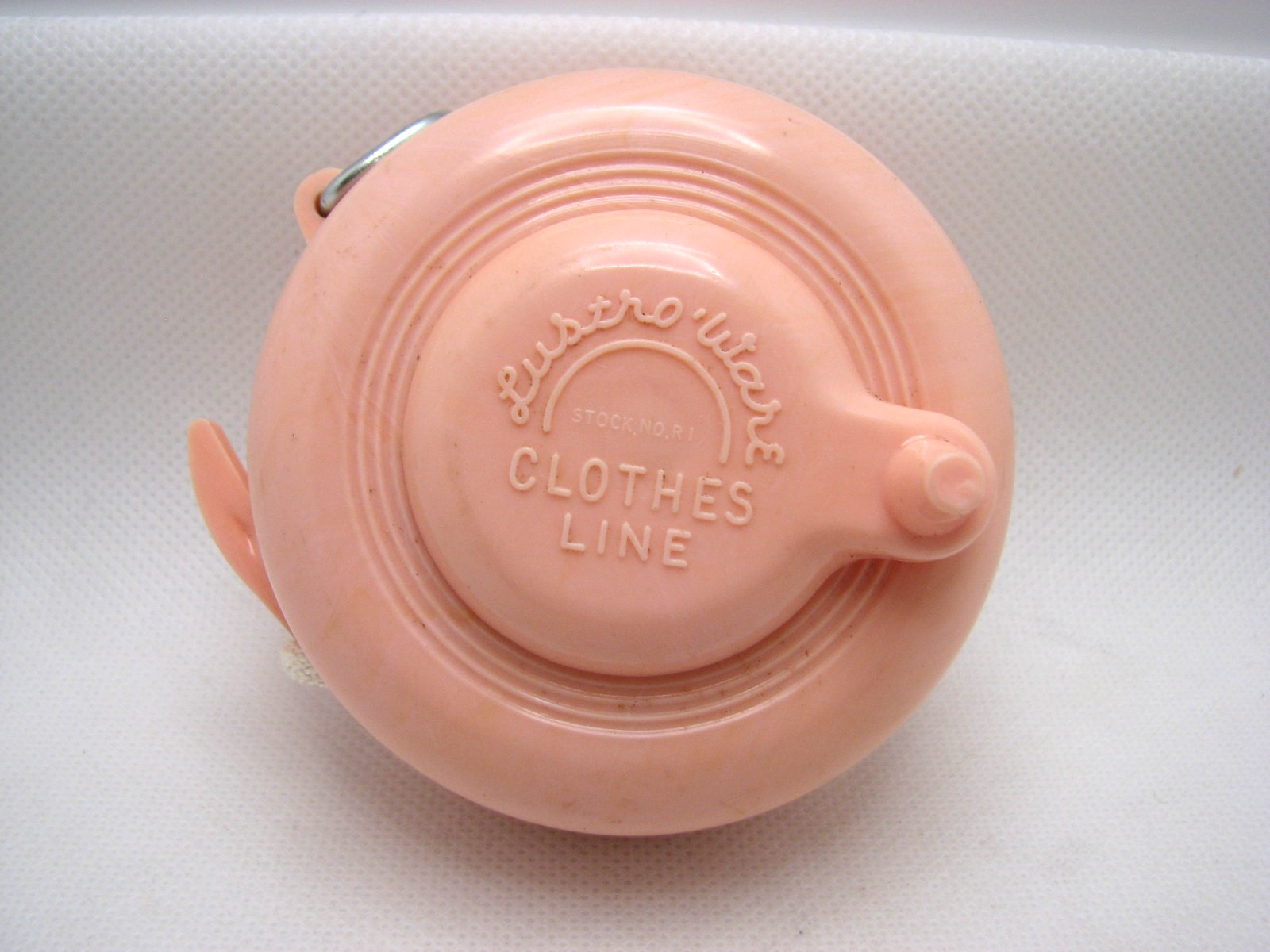 Vintage Lustro-Ware Pink Molded Plastic Indoor Retractable Clothesline 1940s-50s