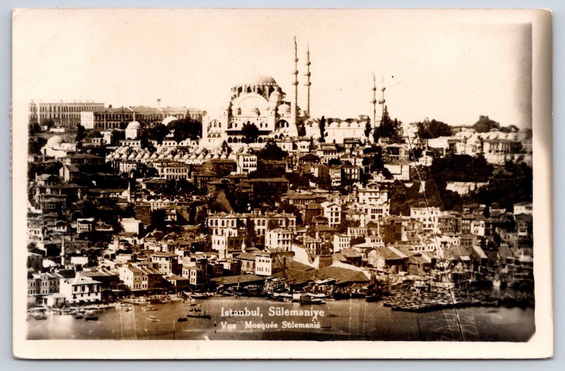 NAVY Antique Turkiye Postcard ISTANBUL Sueleymaniye Mosque 1947 RPPC NAVY Antique Turkiye Postcard ISTANBUL Sueleymaniye Mosque 1947 RPPC