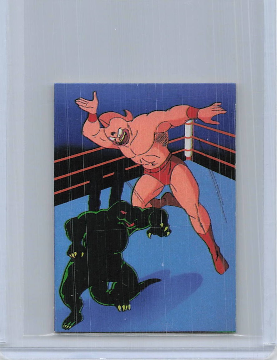 Kinnikuman vs Buscarra 1980s Vintage Japanese Anime Menko Card
