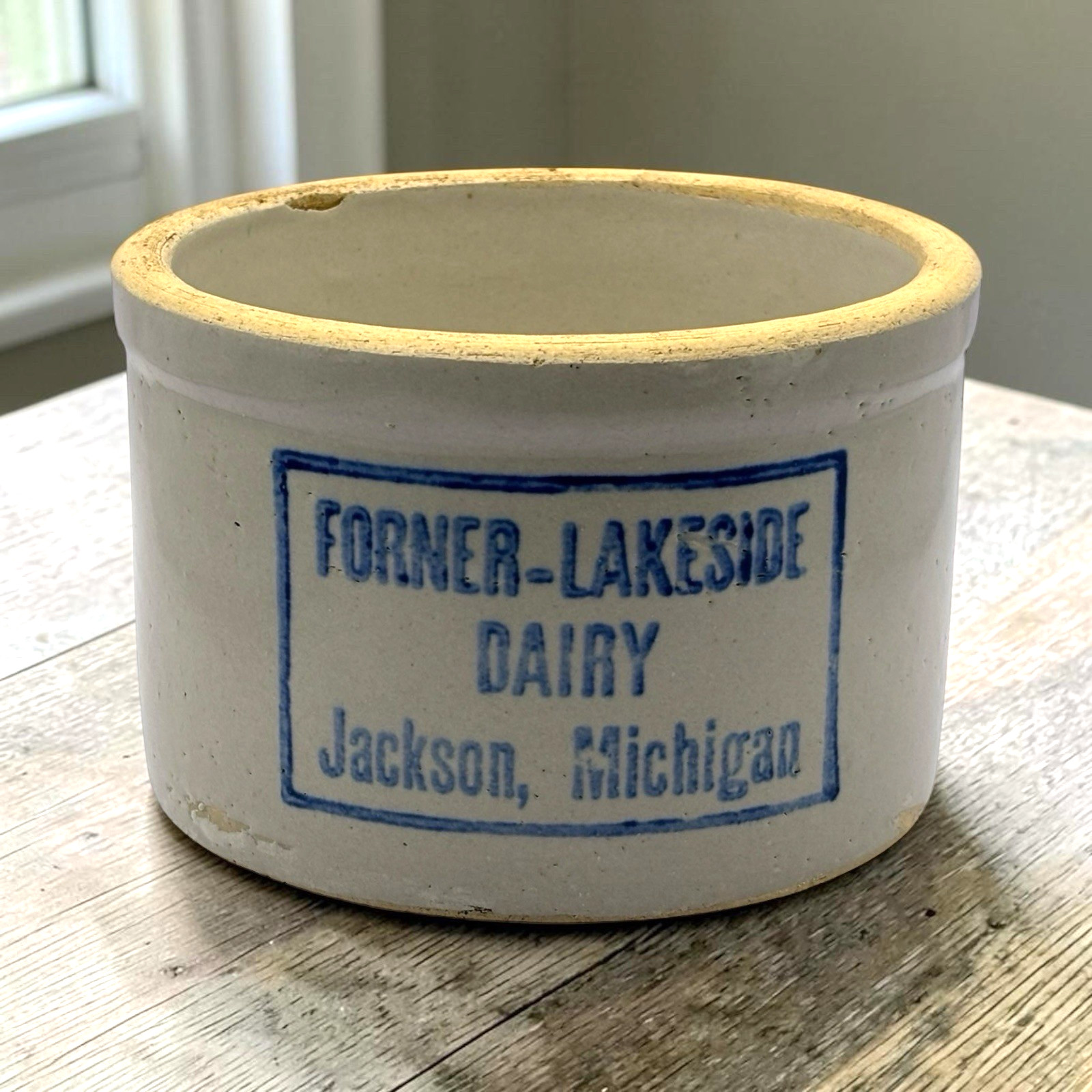 Forner-Lakeside Dairy Jackson MI Stoneware Butter Crock Red Wing Pottery Forner-Lakeside Dairy Jackson MI Stoneware Butter Crock Red Wing Pottery
