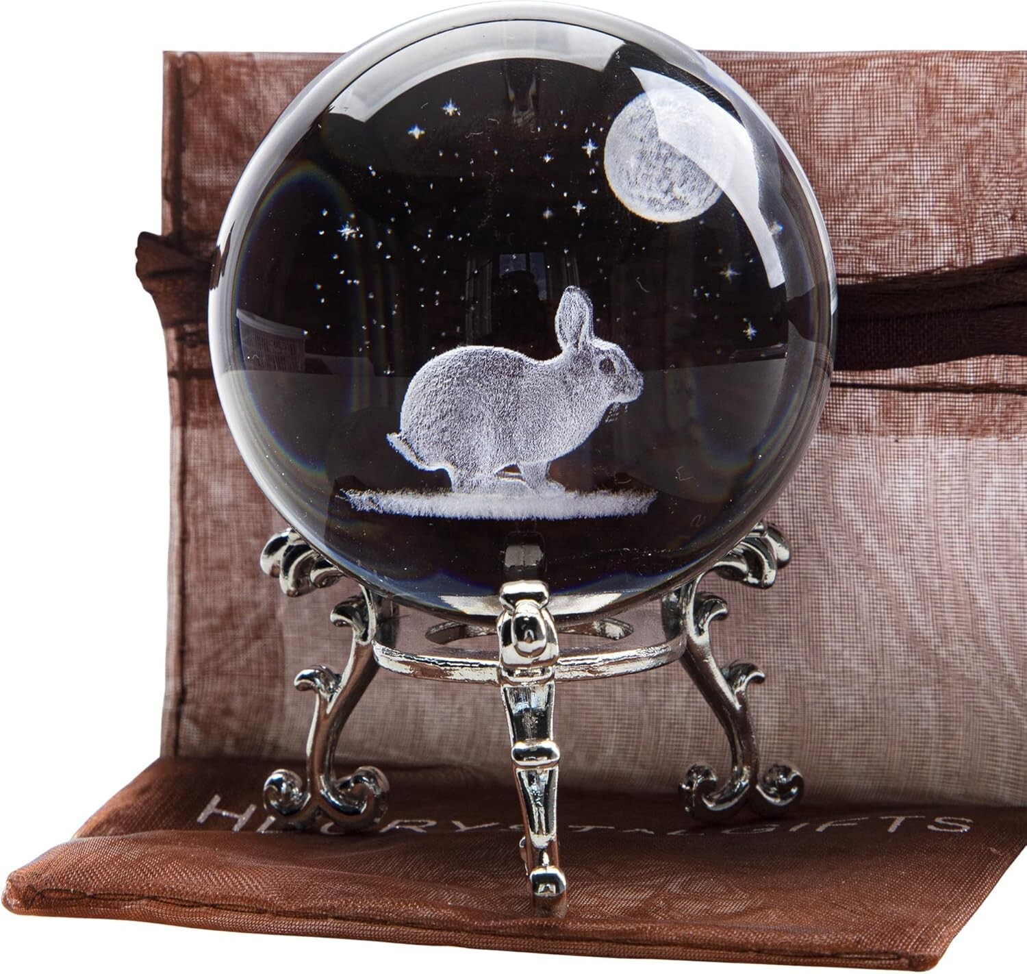 HDCRYSTALGIFTS 3D Crystal Ball Paperweight with Silver-Plated 2.4 * 2.4 in