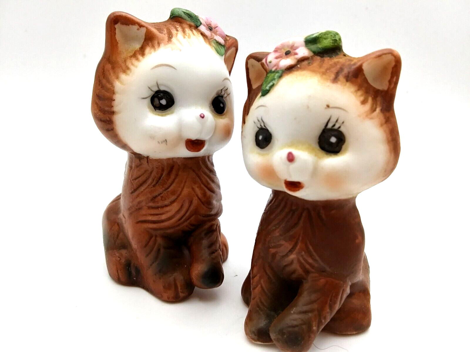 VTG Hand Painted Anthropomorphic Kitty Cats Ceramic Salt Pepper Shakers Korea