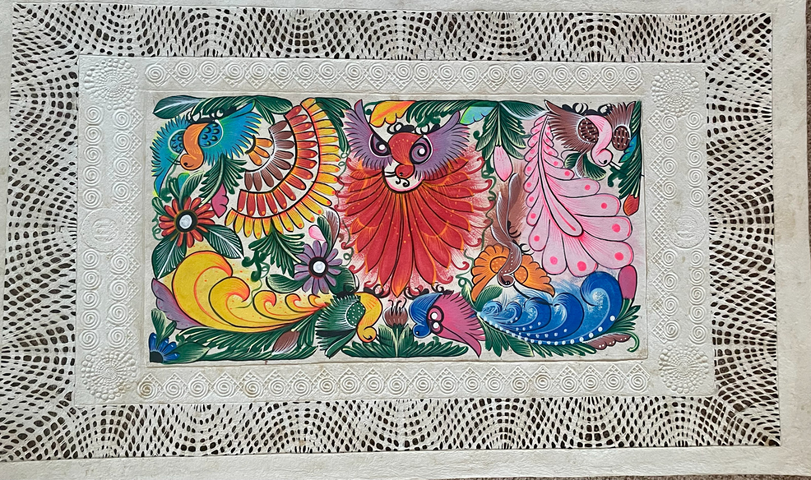 Aztec Wall Art-Gouache and Tempera Design Encased in Papel Amate-24 Aztec Wall Art-Gouache and Tempera Design Encased in Papel Amate-24