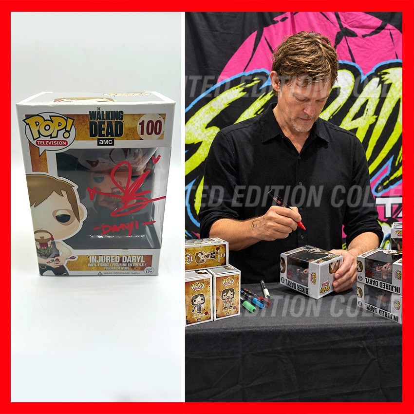 NORMAN REEDUS SIGNED Daryl Dixon Funko POP #100 - The Walking Dead - COA & PIC
