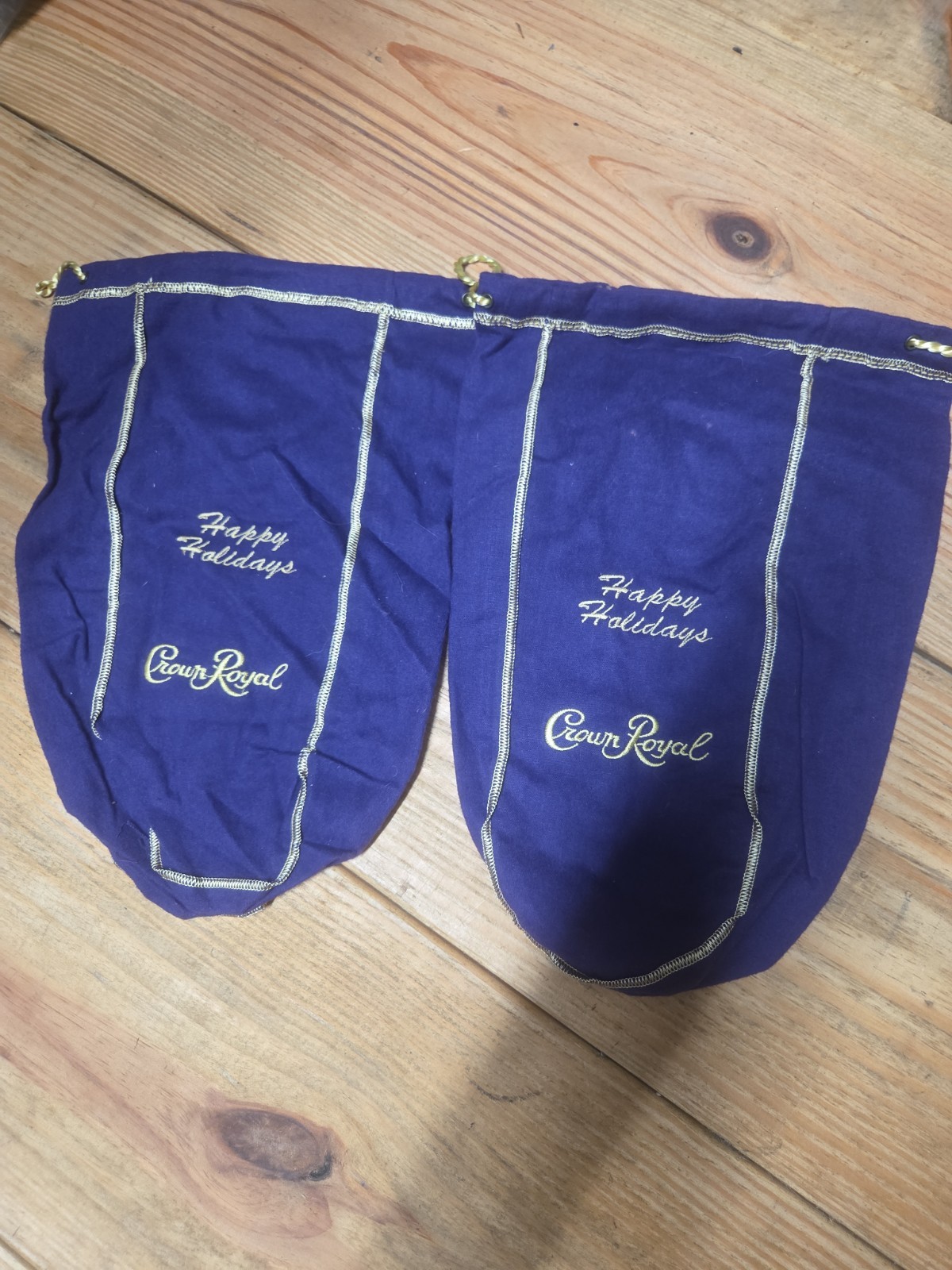 Lot of 2- Large Crown Royal Bag 13 In bags- 1.75 Liter draw string Holiday B1