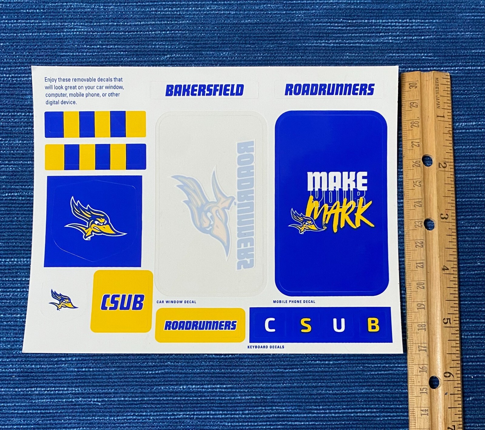 Vtg Cal State University Bakersfield Auto Phone Window Decal Sheet PC CSUB 988A