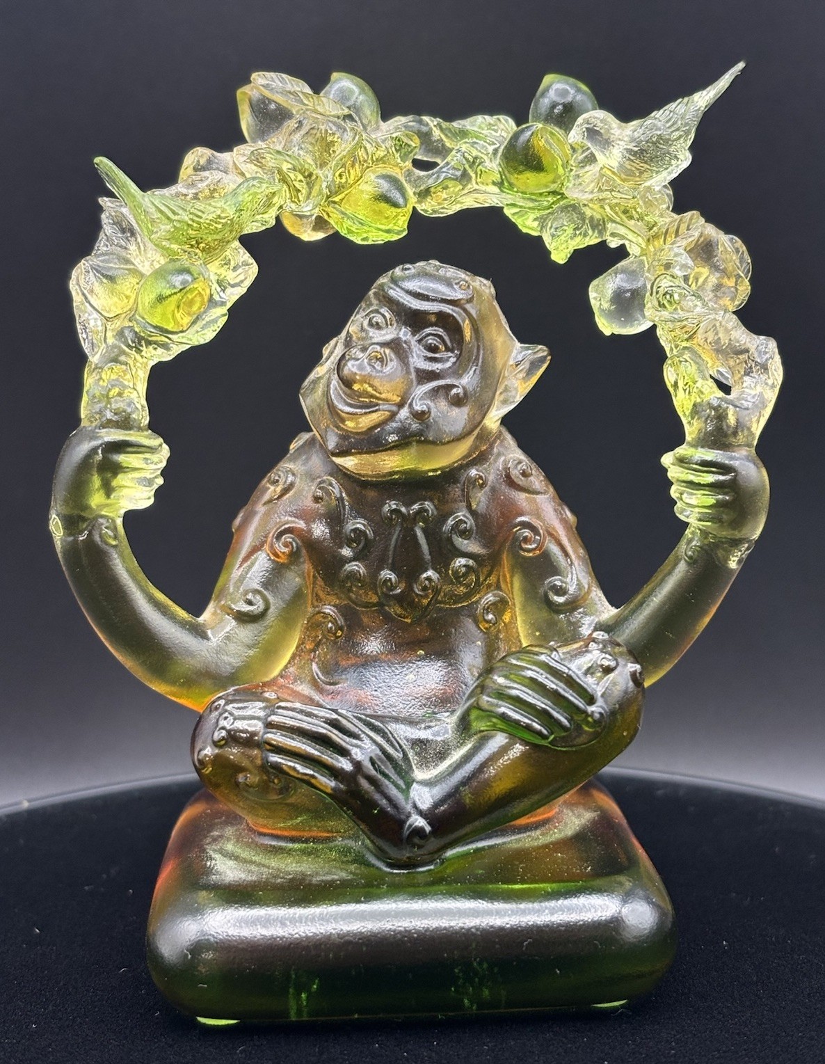 Feng Shui Tittot Liuli Crystal Glass Year of the Monkey Figurine Signed