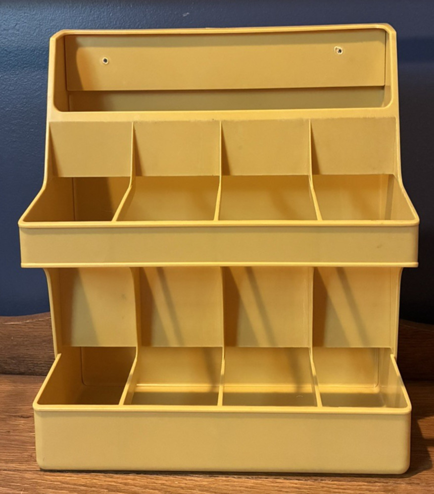 Vintage Rubbermaid HARVEST GOLD Kitchen Organizer for Plastic Wraps Boxes & Bags Vintage Rubbermaid HARVEST GOLD Kitchen Organizer for Plastic Wraps Boxes & Bags