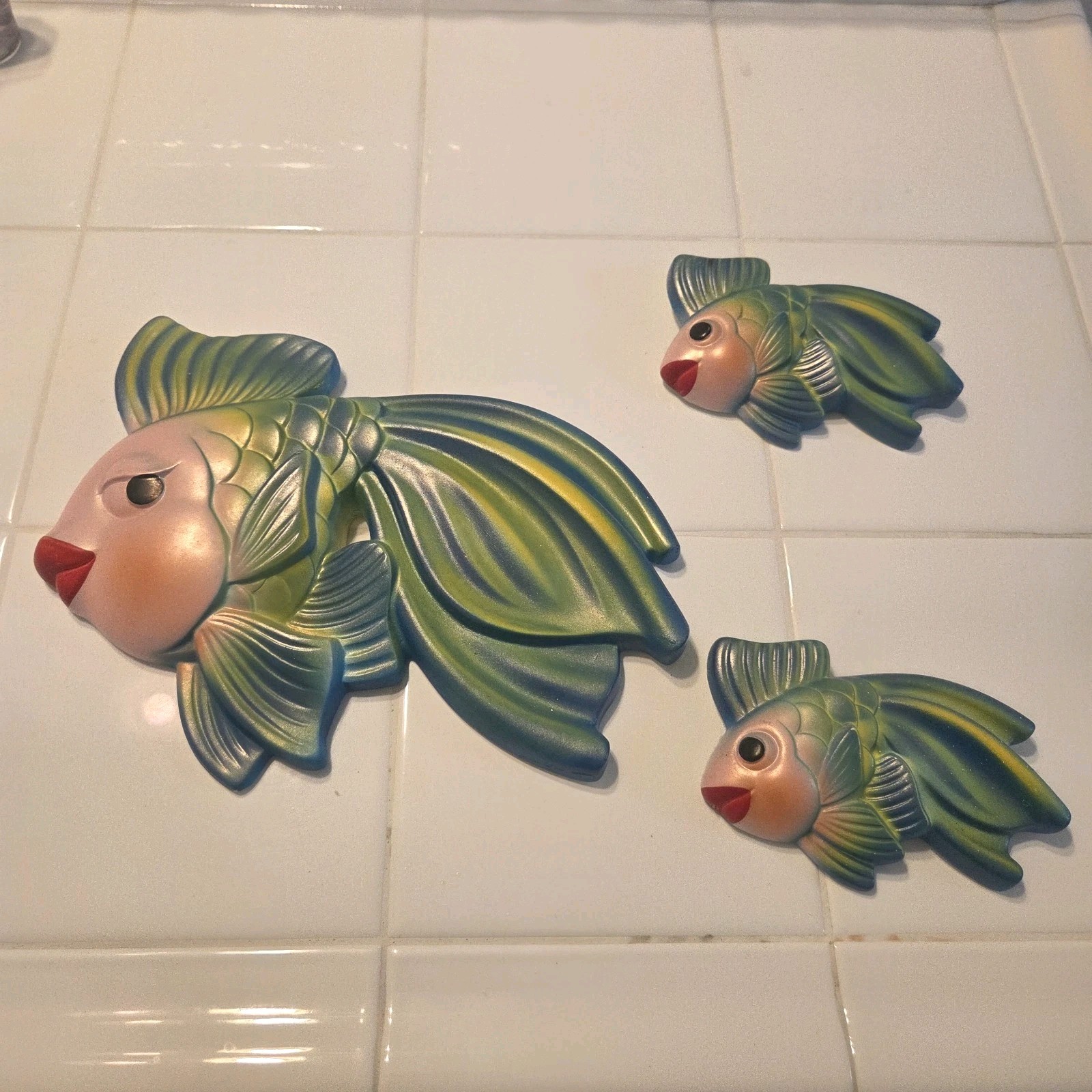Vintage 1970 Miller Studio Chalkware Wall Art Fish Plaque Set Of 3 Vintage 1970 Miller Studio Chalkware Wall Art Fish Plaque Set Of 3