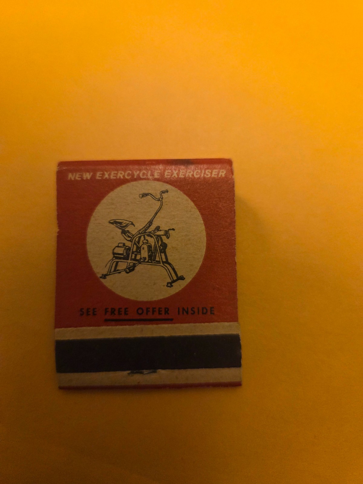 Vintage matchbook: Exercycle exercise machine mail order, Front strike, Unstruck