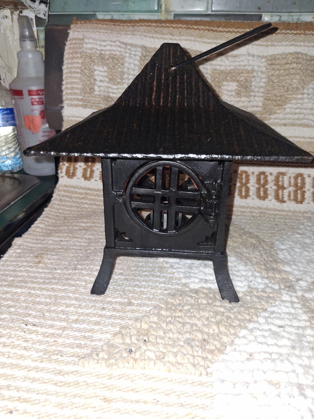 Vintage Cast Iron Japanese  Pagoda Style Lamtern