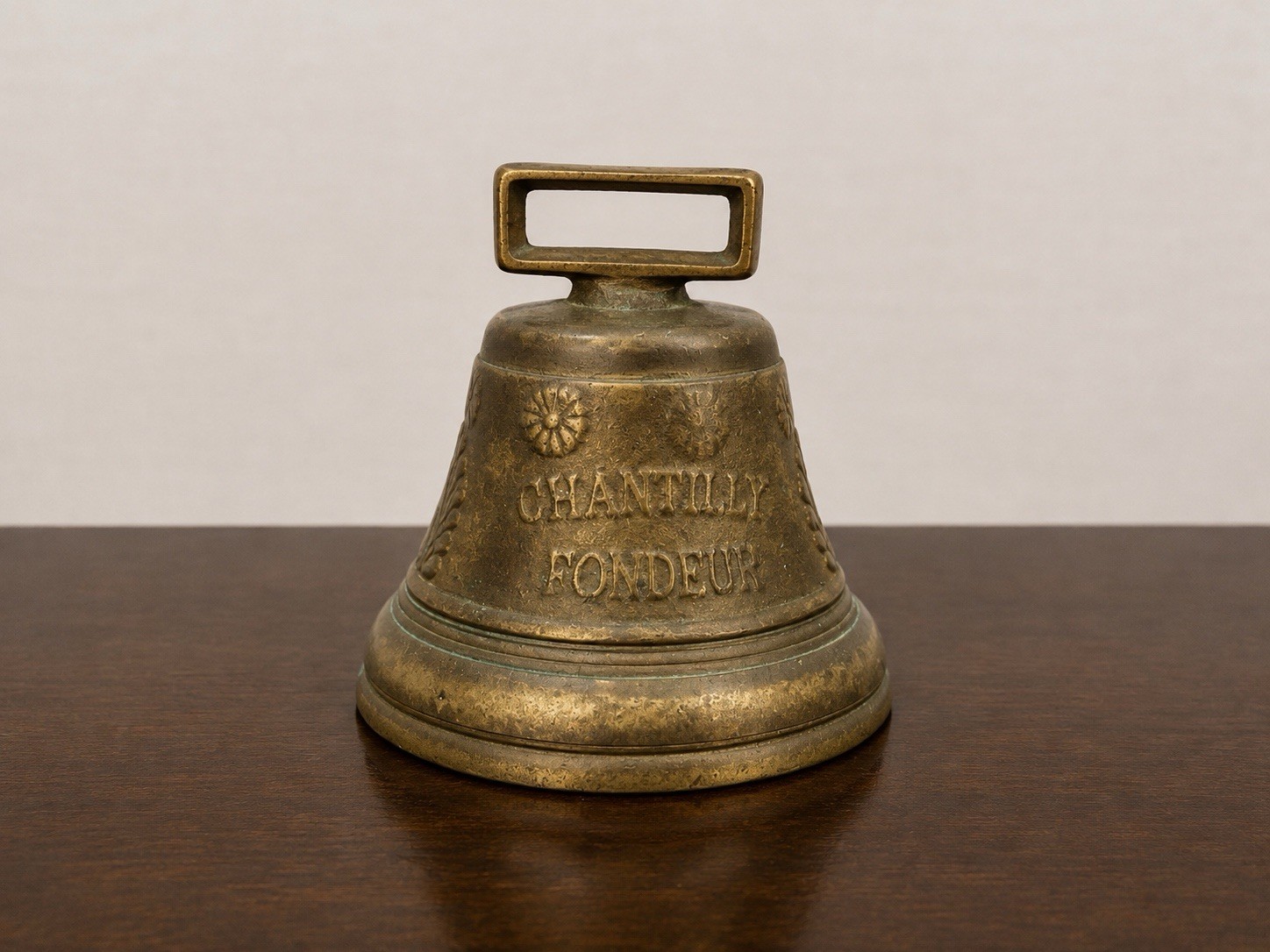 Vintage Swiss Style Cast Brass Cow Bell Chantilly Fondeur 1878 S Nickel & Cie
