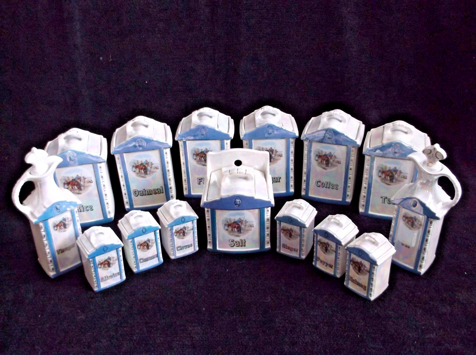 15 Pc Antique 1930s Mepoco Ware Lusterware Germany Iridescent Blue Art Nouveau 15 Pc Antique 1930s Mepoco Ware Lusterware Germany Iridescent Blue Art Nouveau