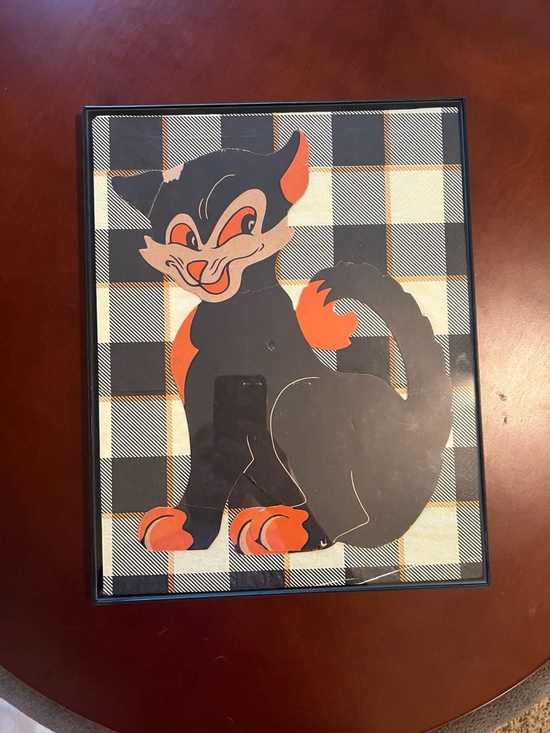 Beistle Vintage Halloween Diecut Black Cat Framed Art Beistle Vintage Halloween Diecut Black Cat Framed Art