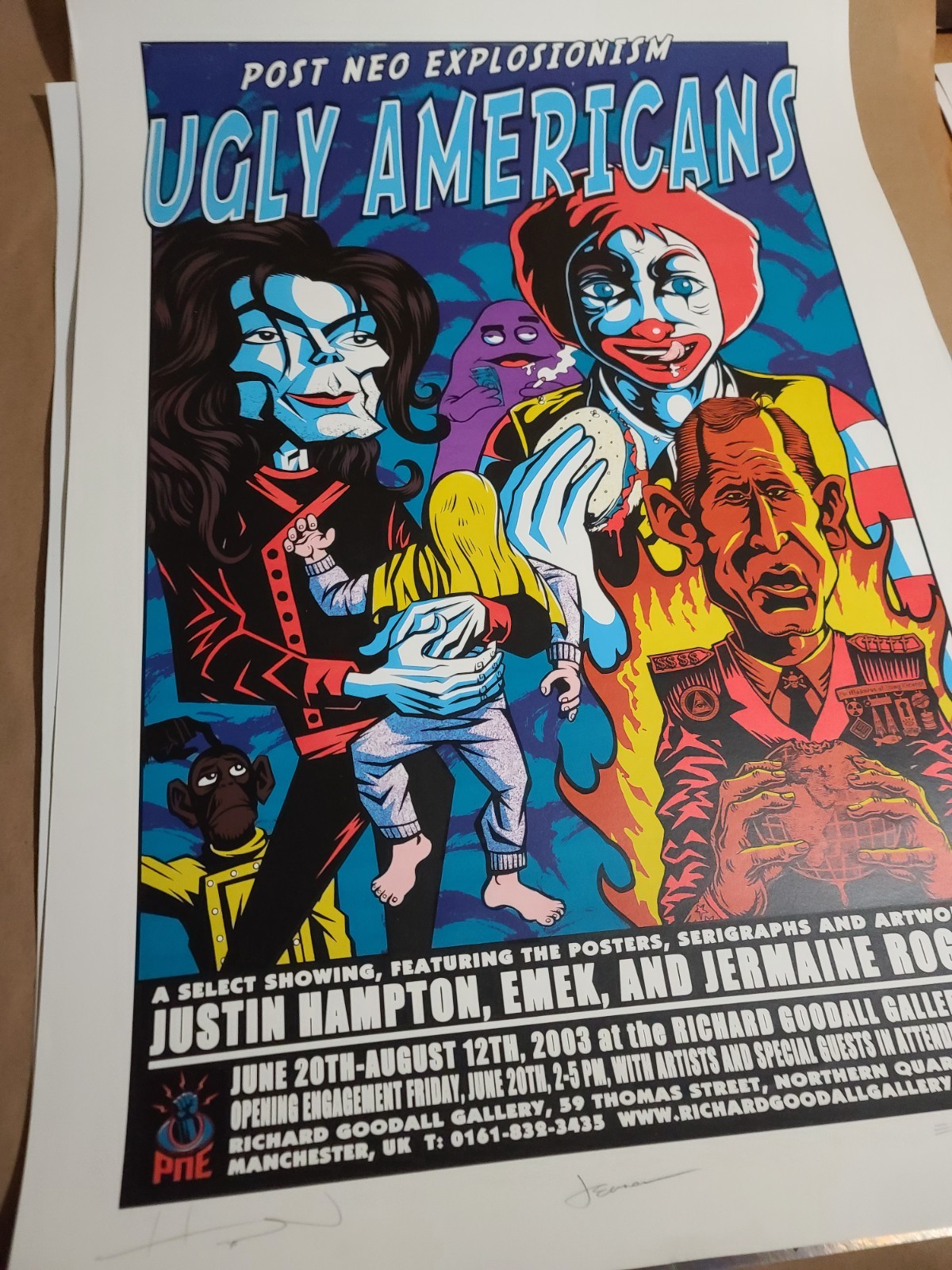 EMEK Poster Original Ugly Americans SIGNED Jermaine Rogers Justin Hampton