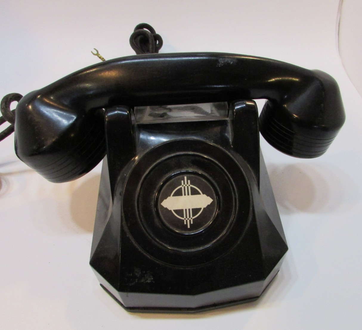 Old Automatic Electric Company Antique Black Bakelite Monophone Desk Telephone