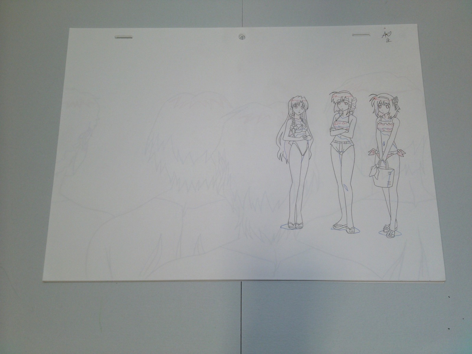 SHUFFLE Anime Genga Set Kareha/Asa/Kaede Asread Studio 10 Sheets Production