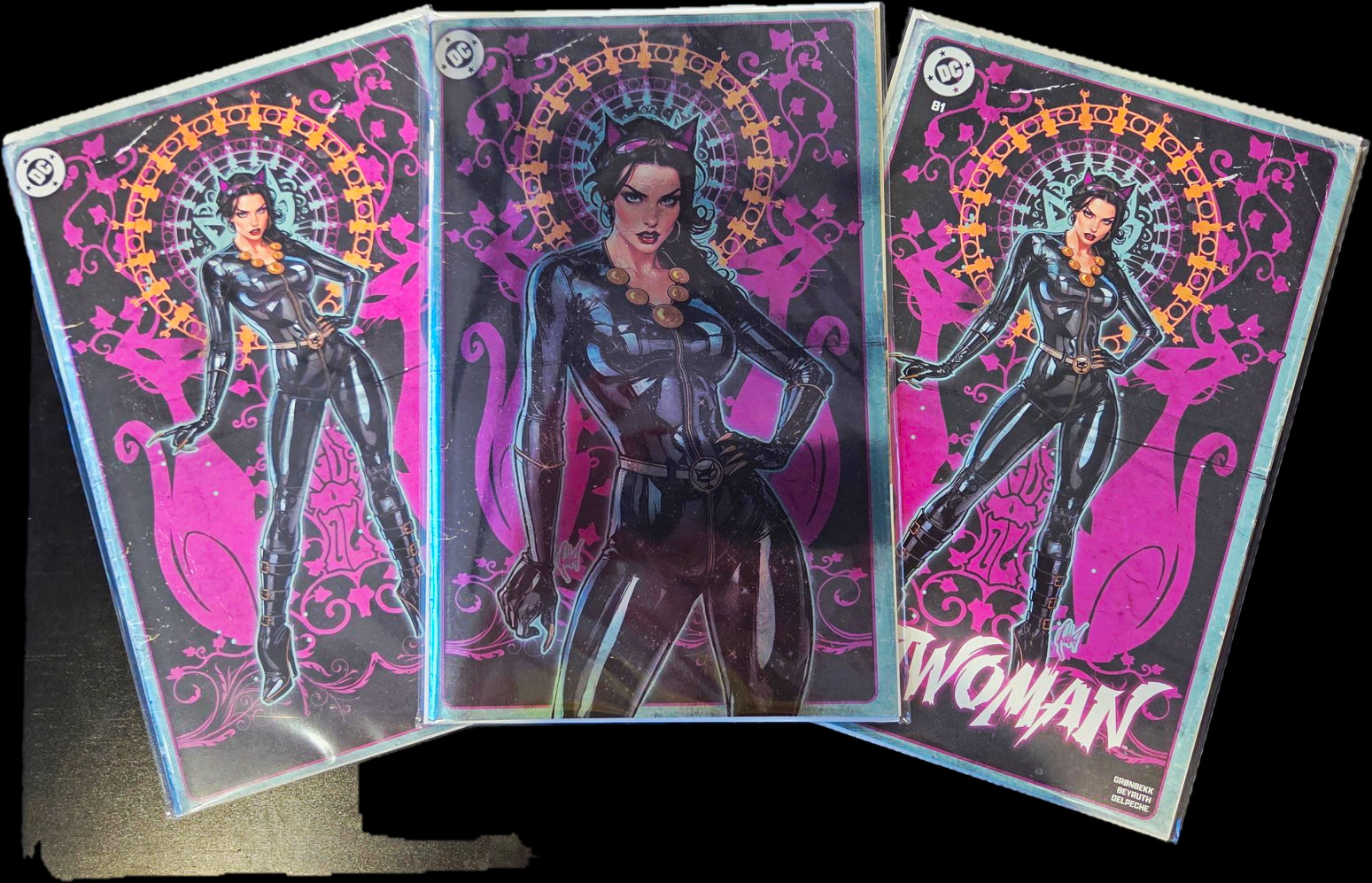 Catwoman Vol. 5 #81. 3 Covers. Limited, Virgin, And Foil. Lot Of 3 Comics Catwoman Vol. 5 #81. 3 Covers. Limited, Virgin, And Foil. Lot Of 3 Comics