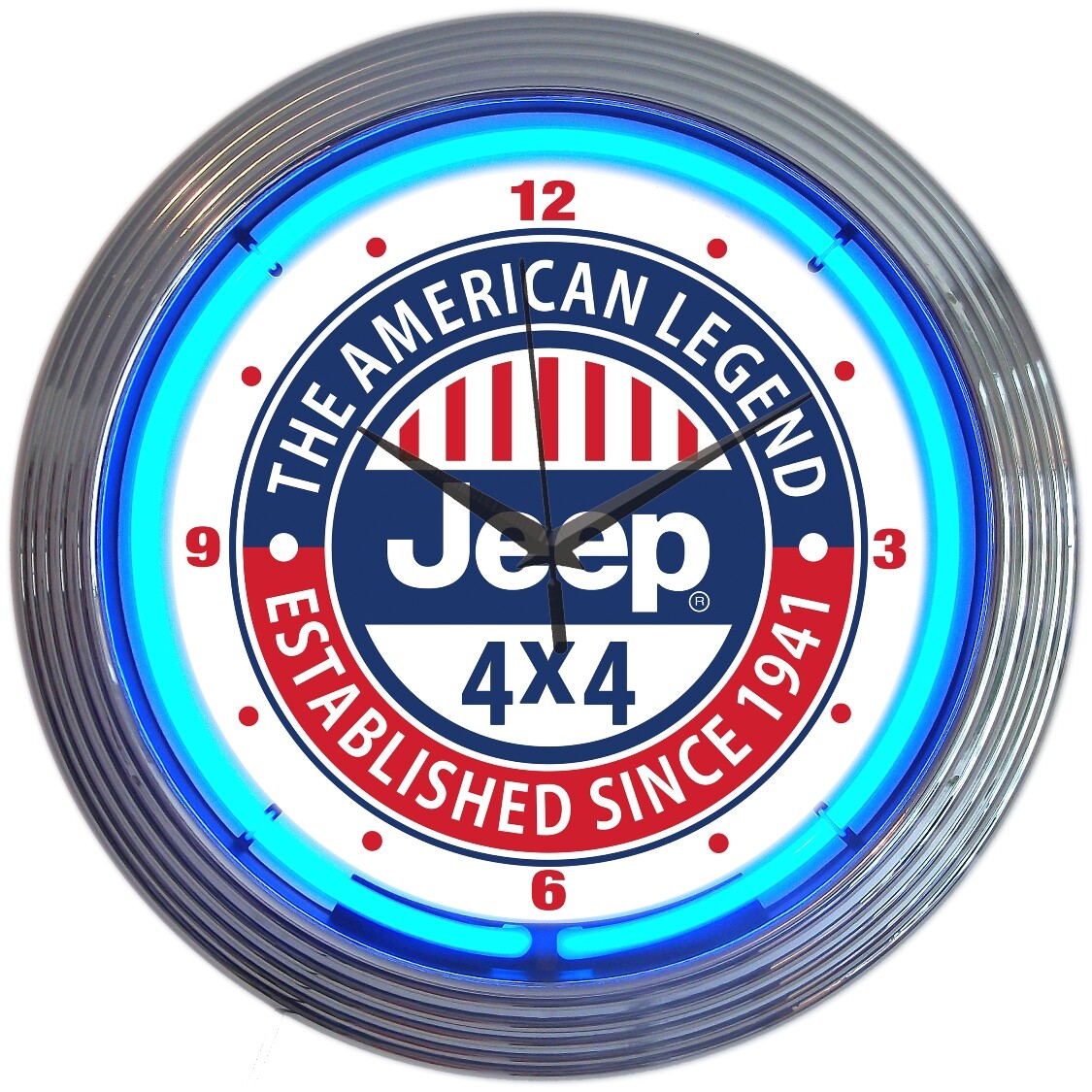 Jeep Neon clock sign wall lamp Garage Shop 4x4 The American Legend since 1944 Jeep Neon clock sign wall lamp Garage Shop 4x4 The American Legend since 1944