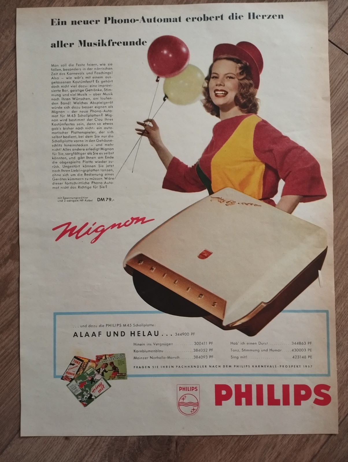 ORIGINAL ADVERTISING ADVERTISING 1957 PHILIPS Phono Machine for Music Lovers ORIGINAL ADVERTISING ADVERTISING 1957 PHILIPS Phono Machine for Music Lovers