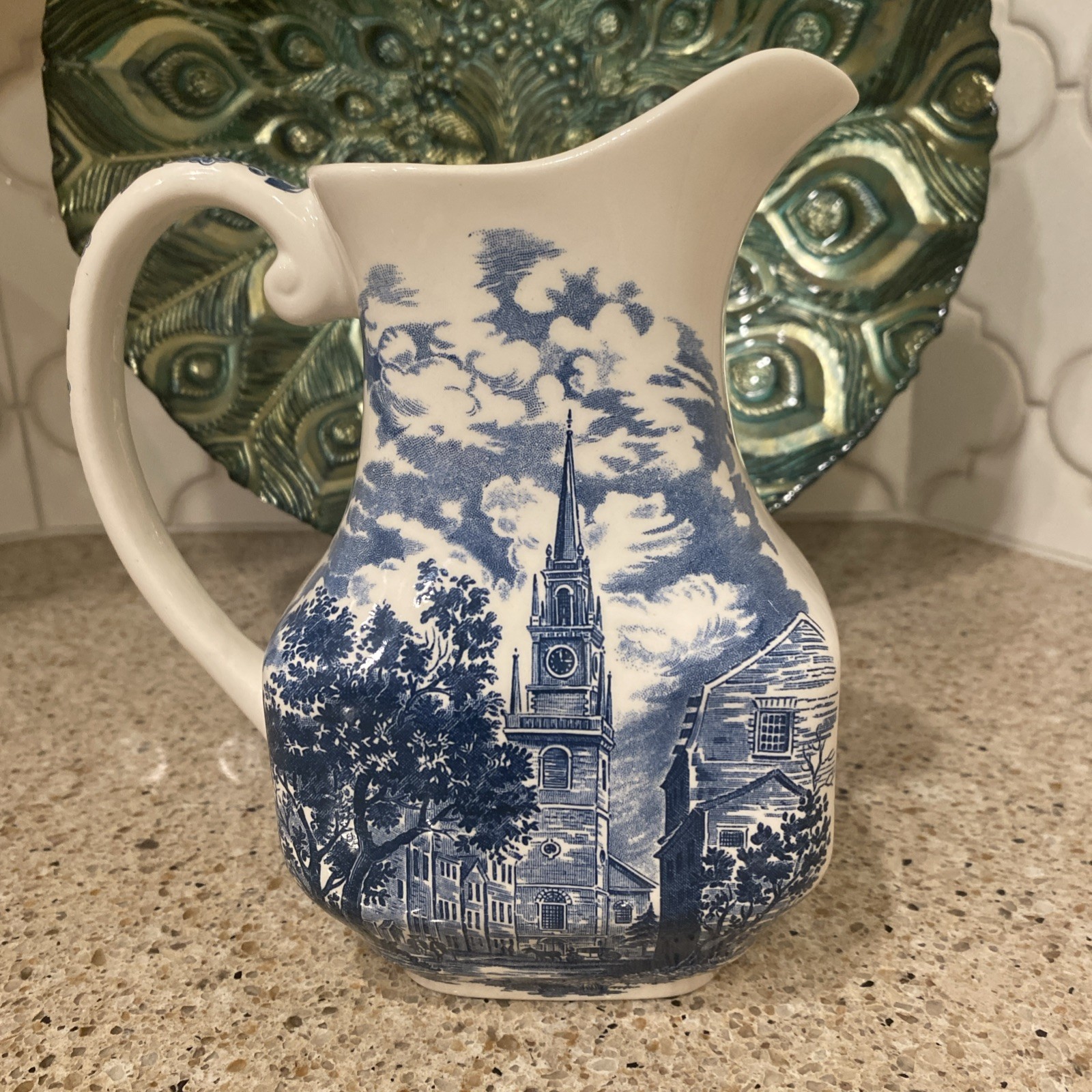 Liberty Blue Old North Church Pitcher