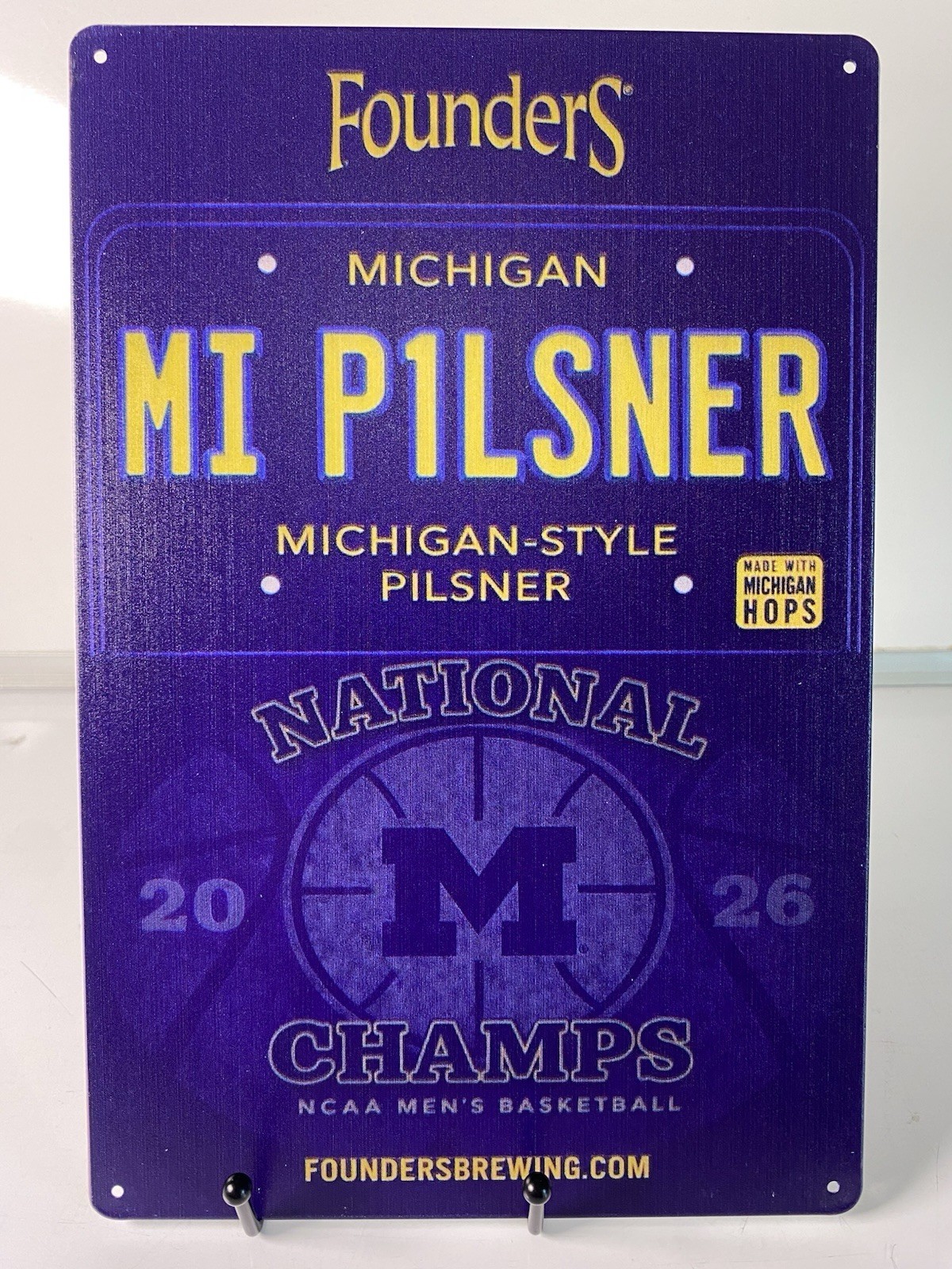 Founders Brewing Michigan Wolverines Sign - M1 Pilsner 2026 NCAA Champions Founders Brewing Michigan Wolverines Sign - M1 Pilsner 2026 NCAA Champions