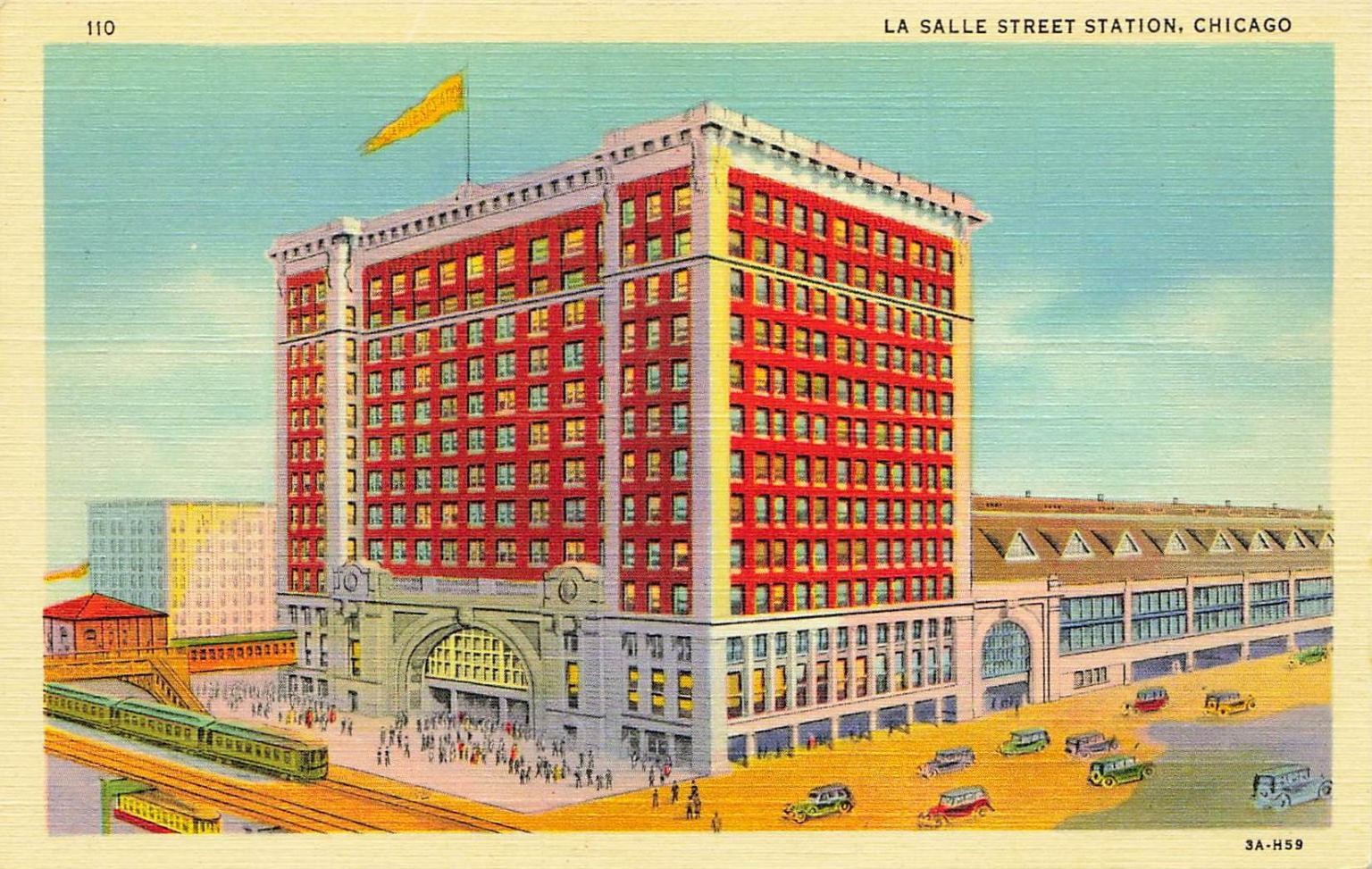 Vintage La Salle Street Station Chicago IL Postcard C.T. Art-Colortone 1930s