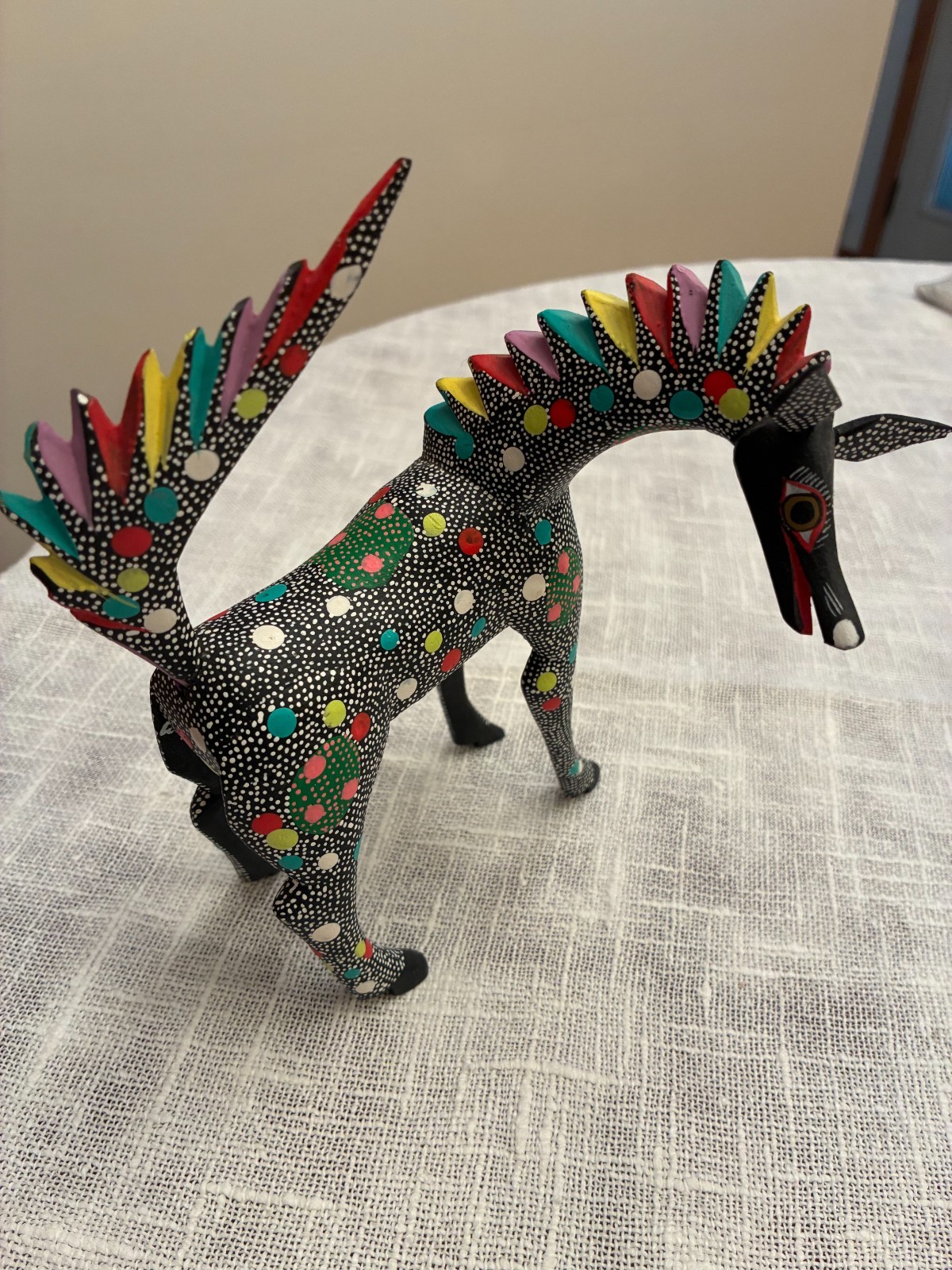 Oaxacan wood carving alebrije horse 7x4 in. signed by Esteban Hernandez