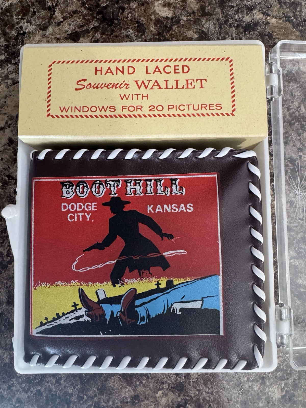 New Vintage Boot Hill Dodge City Kansas Souvenir Photo Wallet with case New Vintage Boot Hill Dodge City Kansas Souvenir Photo Wallet with case