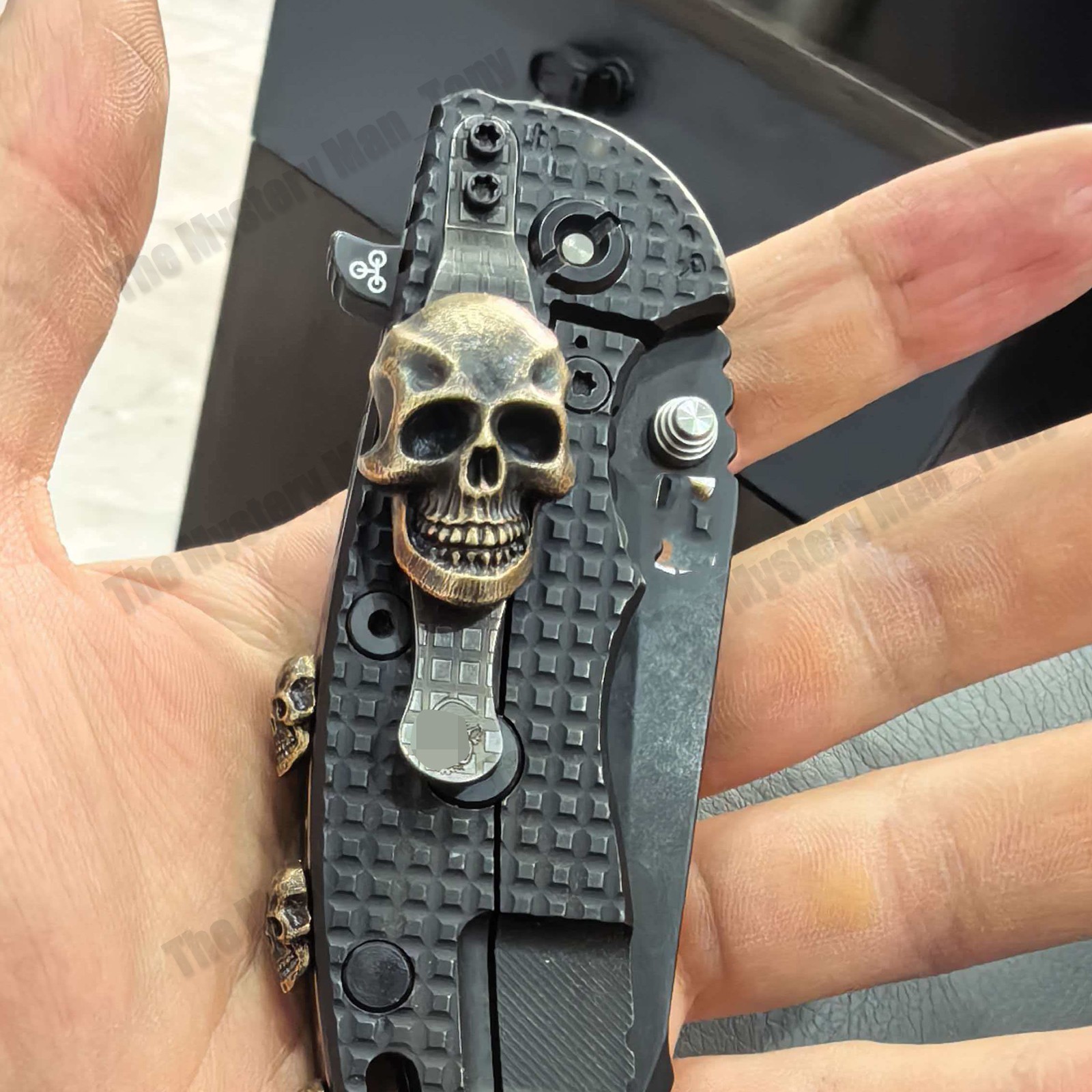 1 Pc Hand Made Brass Giant Skull Pocket Clip for Rick Hinderer XM18 3.5\ 1 Pc Hand Made Brass Giant Skull Pocket Clip for Rick Hinderer XM18 3.5\