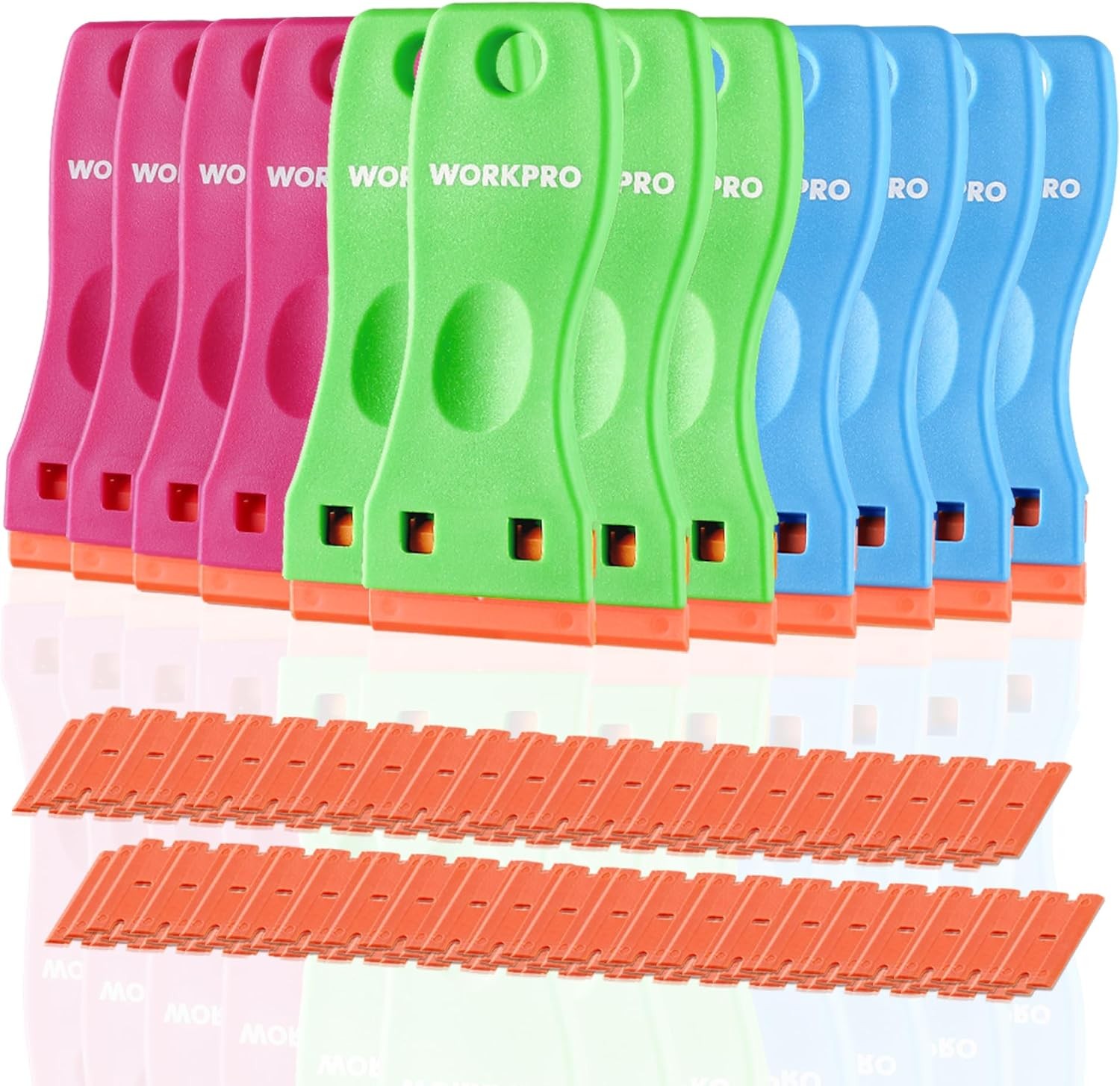 WORKPRO Plastic Razor Blade Scraper Kit, 12 Scrapers 12 Pack + 120 Blades WORKPRO Plastic Razor Blade Scraper Kit, 12 Scrapers 12 Pack + 120 Blades