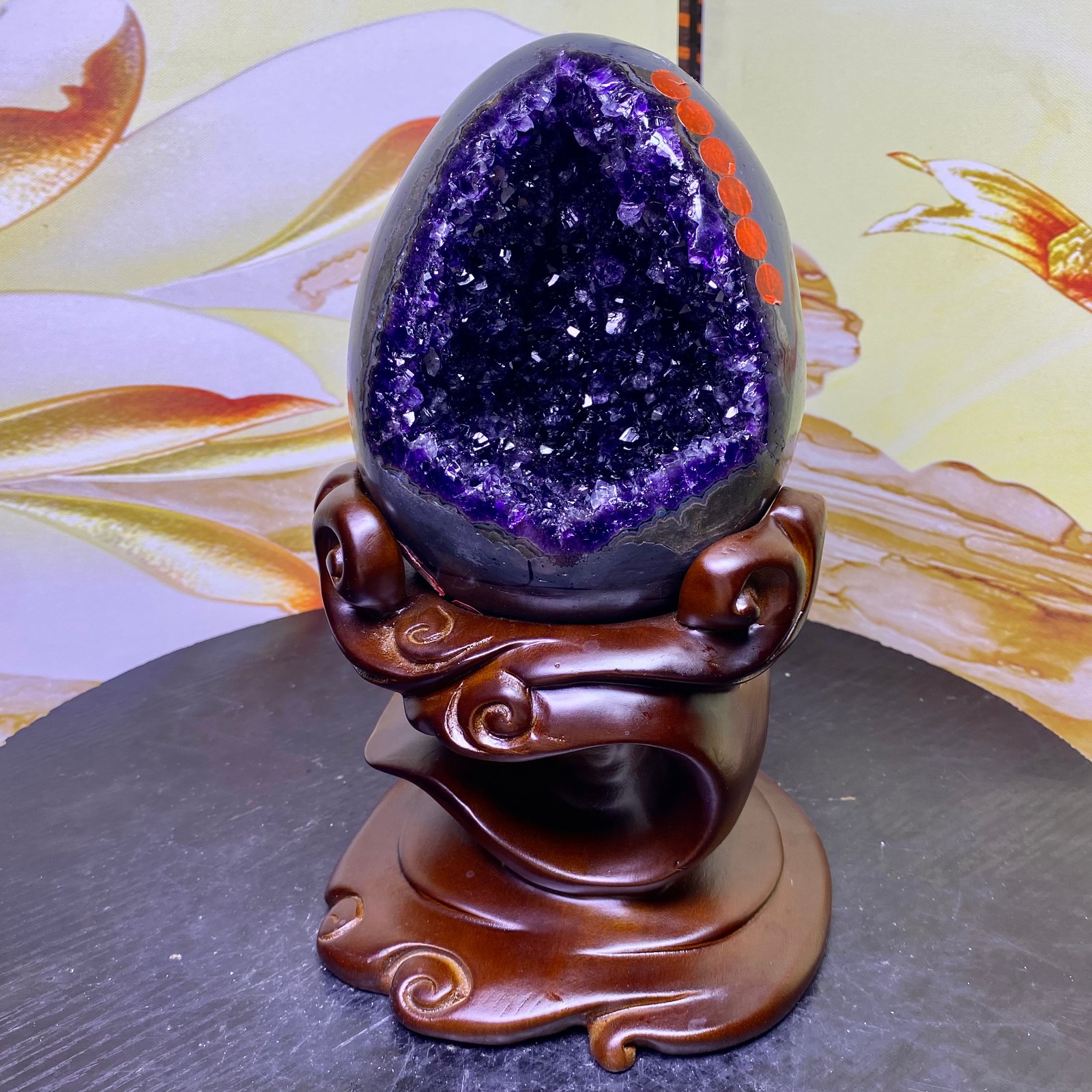 6LB Natural rare amethyst Dinosaur egg Quartz Crystal specimen healing+stand