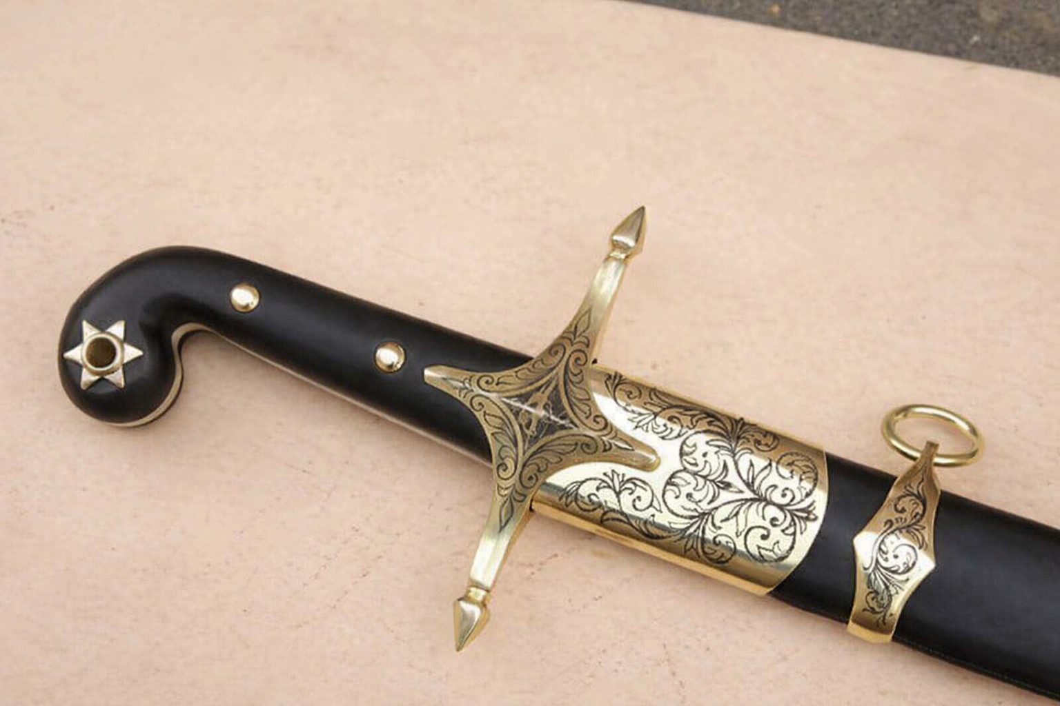 Ottoman Shamshir Sword Handmade Islamic Saber With Engraved Blade Gift For Him Ottoman Shamshir Sword Handmade Islamic Saber With Engraved Blade Gift For Him