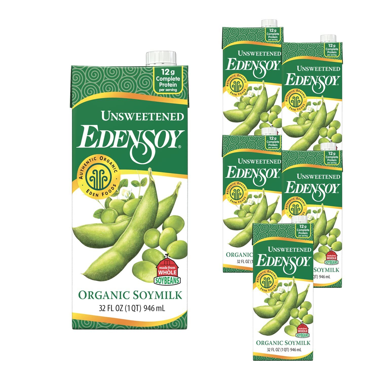 Eden Foods Organic Unsweetened Edensoy 32oz Pack of 6 Non GMO Soymilk Eden Foods Organic Unsweetened Edensoy 32oz Pack of 6 Non GMO Soymilk