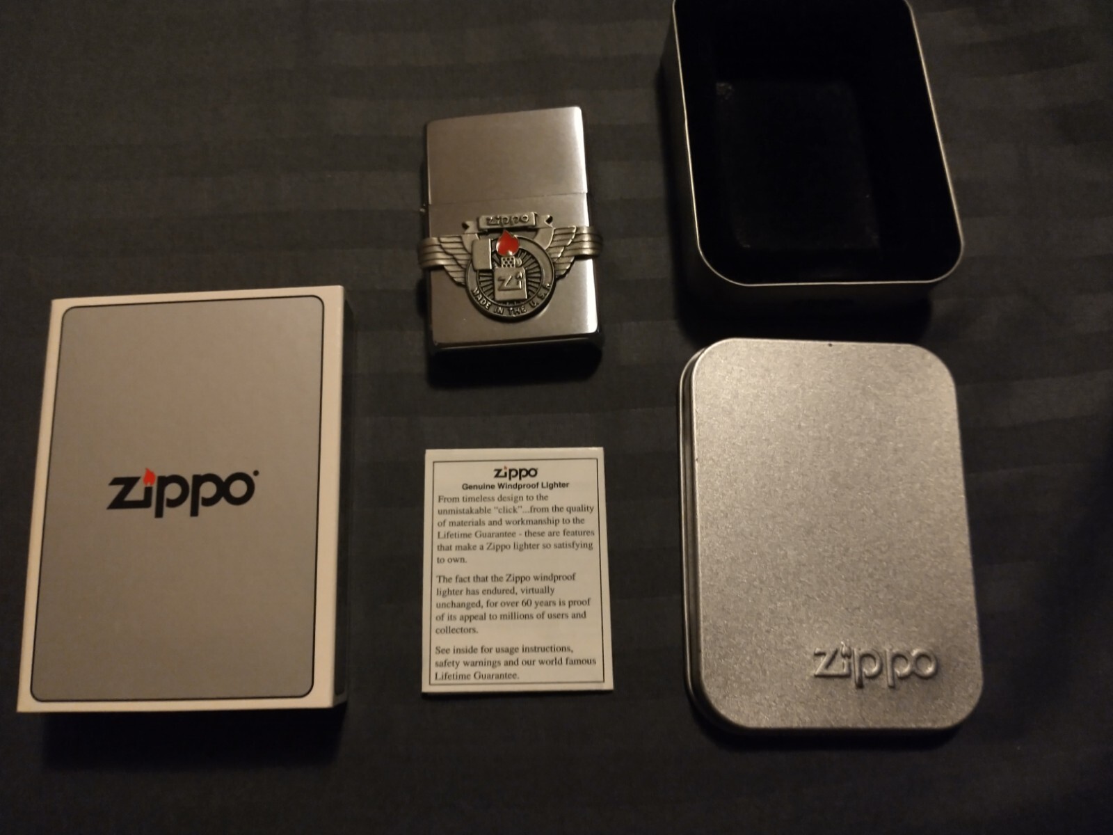 ZIPPO LIGHTER VINTAGE MADE IN THE USA 1937 REPLICA PEWTER 1999 SEALED SLEEVE 🎁