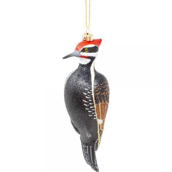 Pileated Woodpecker Bird Blown Glass Handcrafted Christmas Ornament NIB Cobane